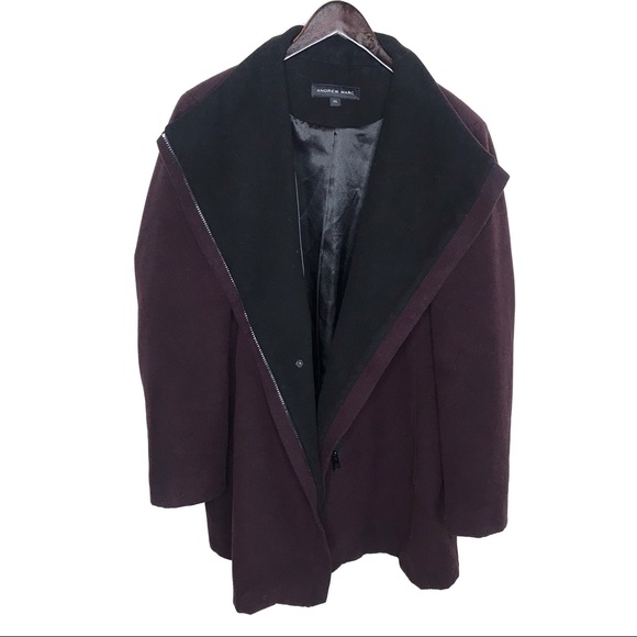 Andrew Marc Asymmetrical Zip Wing Collar Long Coat - Picture 6 of 7